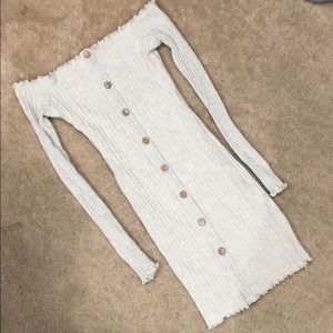 Ribbed off shoulder dress